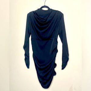 Pretty Little Things Black Silk Fancy Long-Sleeve Dress